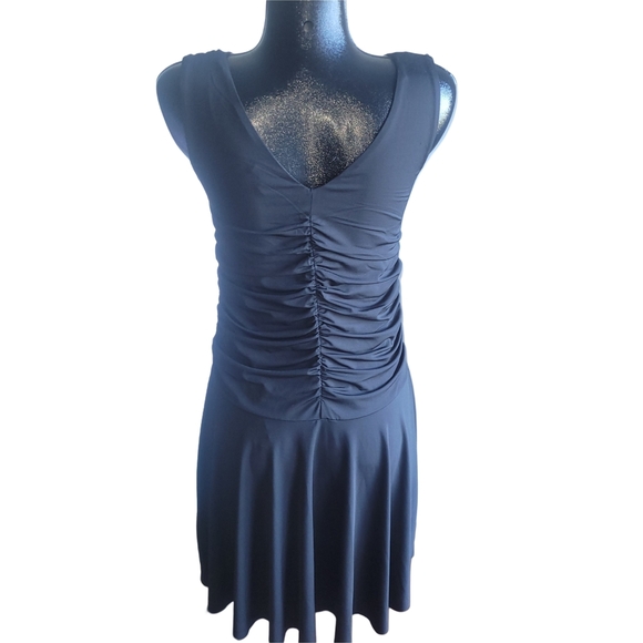 Nicole Benisti Black Sleeveless Draped Neckline Dress M - Picture 5 of 6